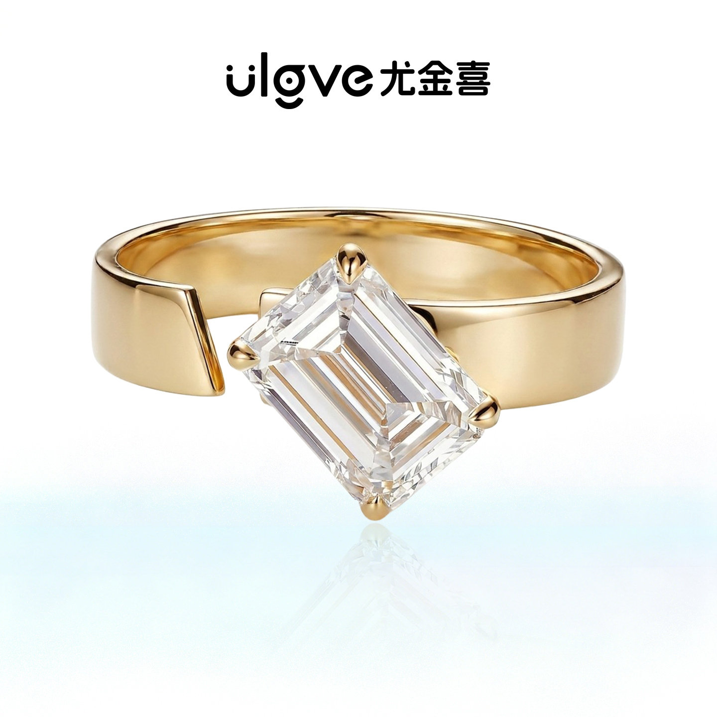 【七夕礼物】尤金喜 18K金培育钻石戒指极简ins风人造钻开口戒指 - 实物图