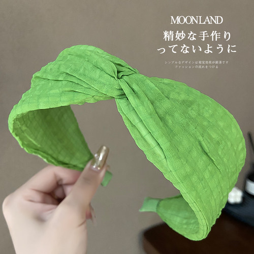 小清新纯色交叉宽边发箍女高级感气质外出百搭洗脸显脸小头箍发饰