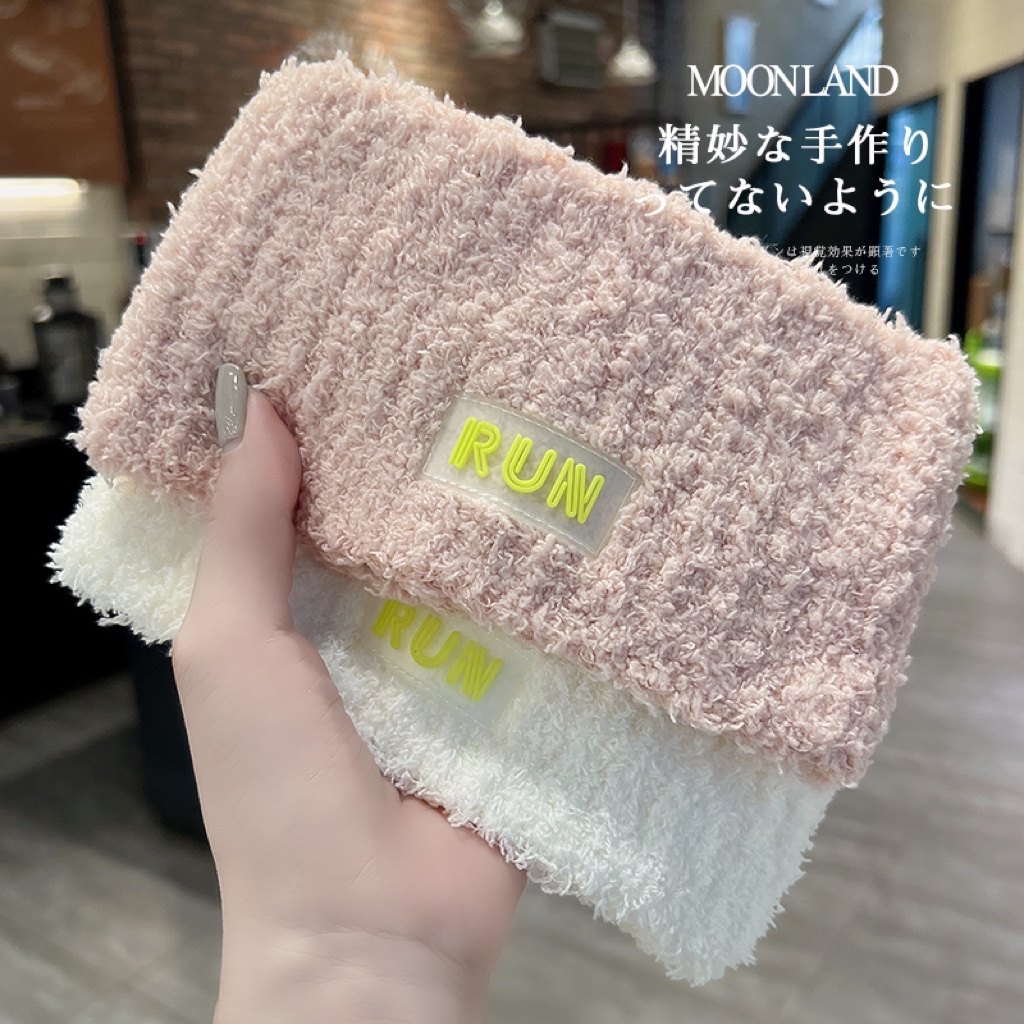 珊瑚毛绒头巾头带运动发箍