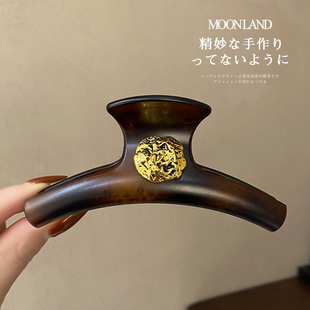 2025年新款 鲨鱼夹女韩国网红高级感金色印章醋酸抓夹后脑勺发抓子