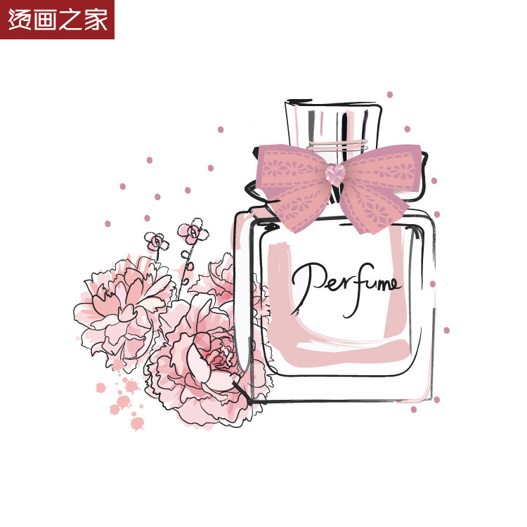 烫画之家花朵香水瓶服装装饰贴 热转印柯式烫画 女装T恤烫画图案