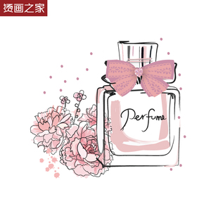 烫画之家花朵香水瓶服装装饰贴 热转印柯式烫画 女装T恤烫画图案