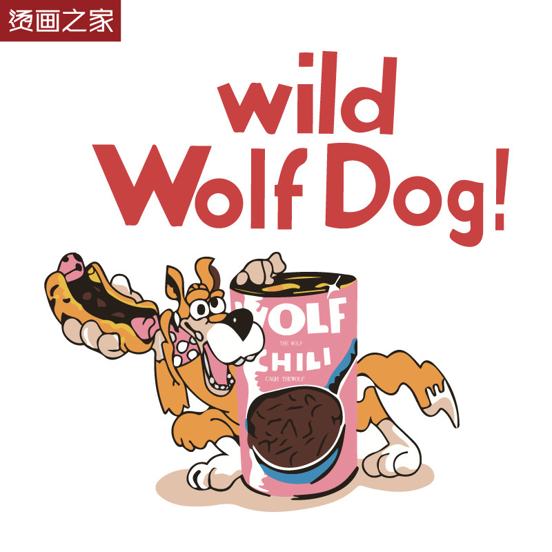 卡通动物狼狗图案印花 秋冬款女款卫衣烫画 服装辅料diy熨斗烫图