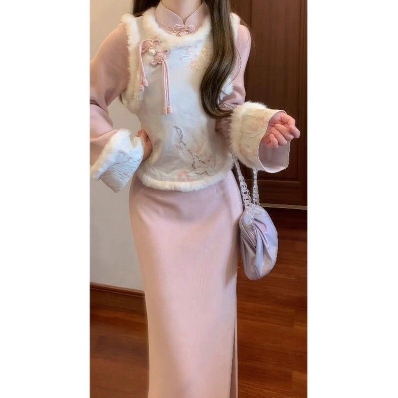 常规高腰单件马甲时尚连衣裙套装