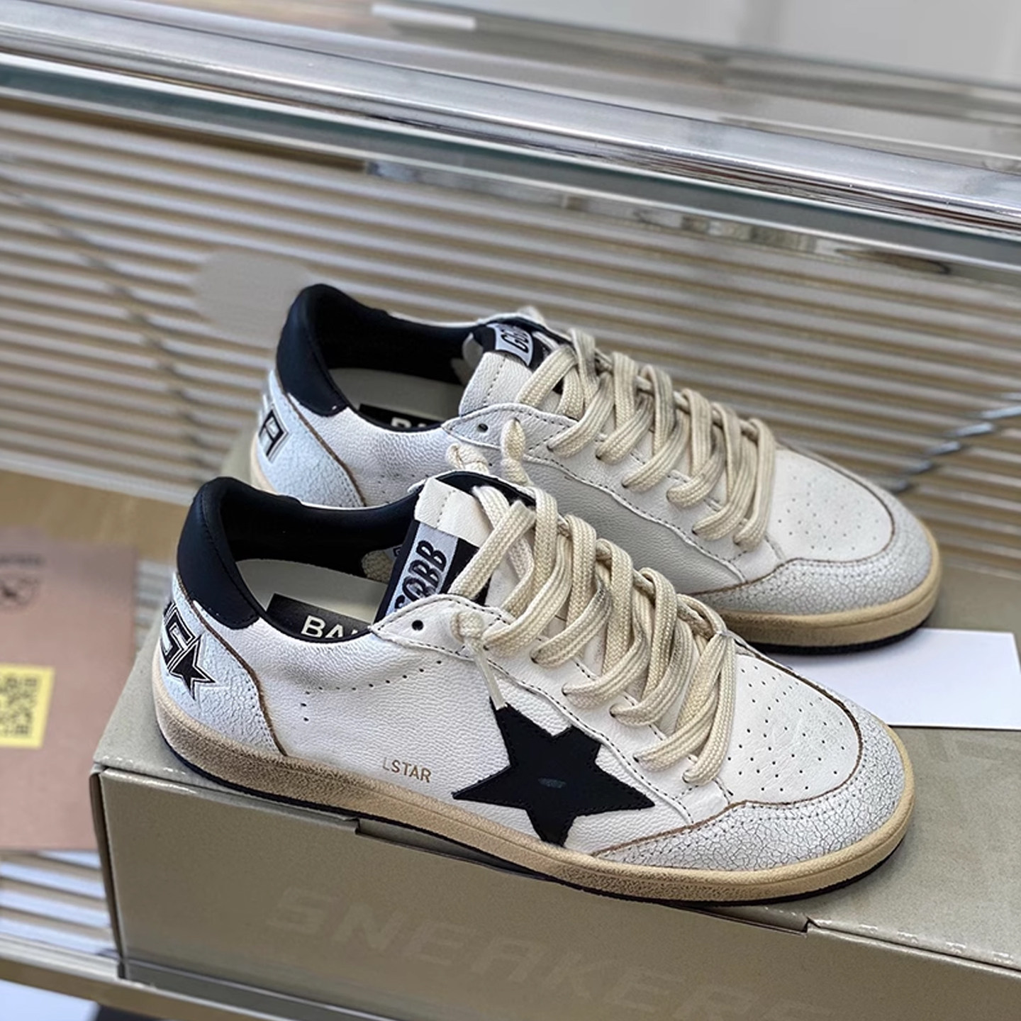 小众星星字母圆头休闲做旧脏脏鞋运动板鞋子男女同款百搭复古拼色