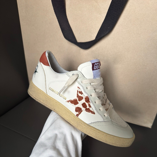 Sneakers Kasual Kotor Niche Star复古做旧豹纹女真皮内增高系带