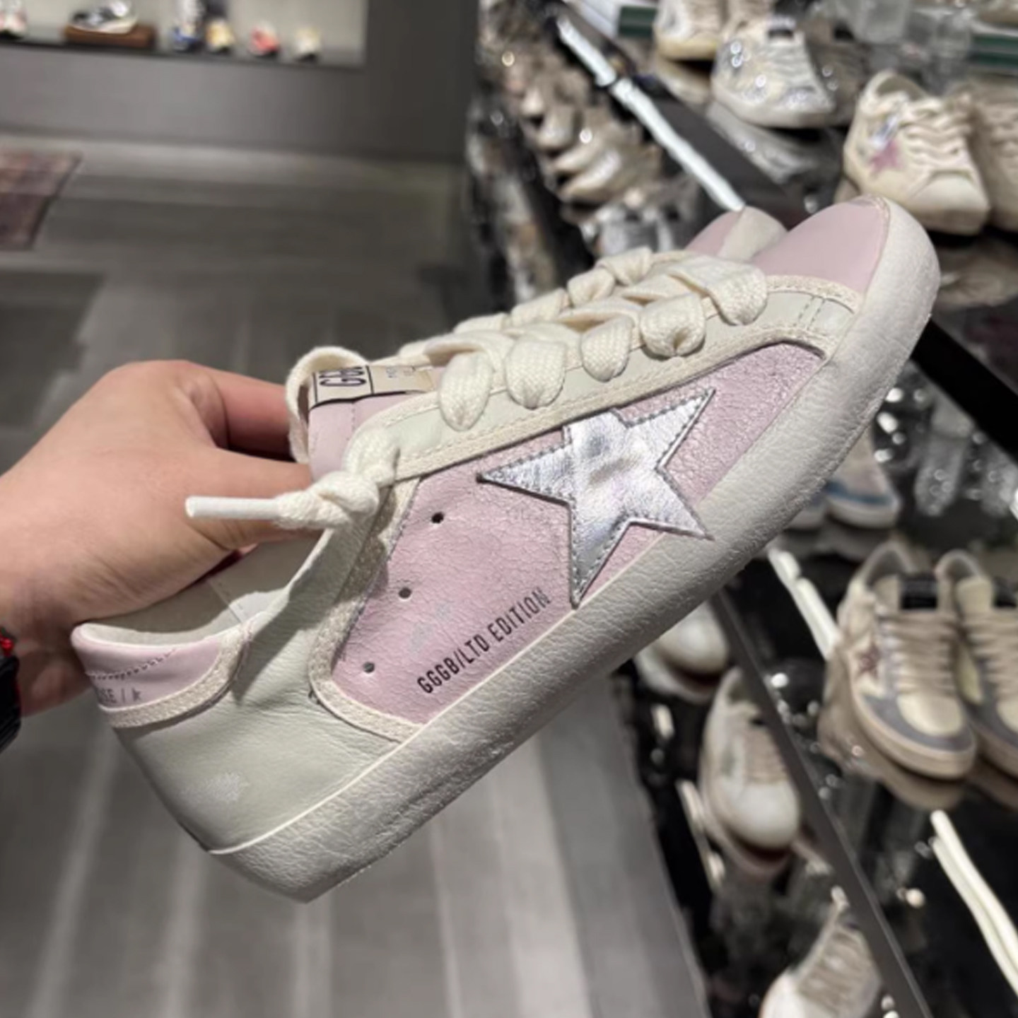 粉色星星小脏鞋复古增高板鞋女