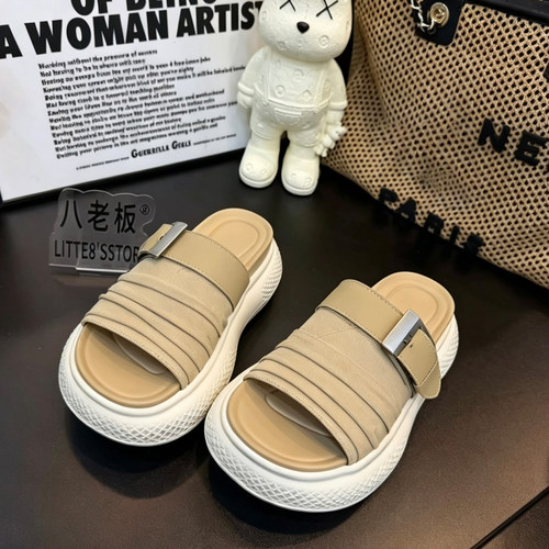 厚底皮带扣一字拖鞋女2026夏凉拖