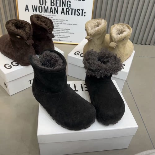 雪地靴女2025冬季新款真皮厚底