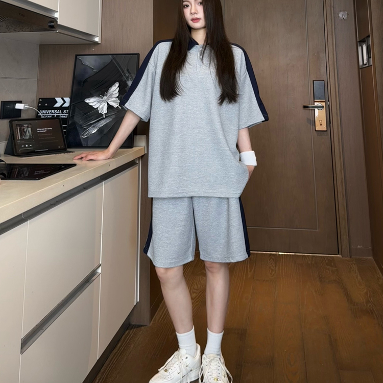 XZ413-HT28-P70-2025夏季新款华夫格透气轻薄配色休闲时尚套装，女装套装/套裙，星座413（原星座105C）