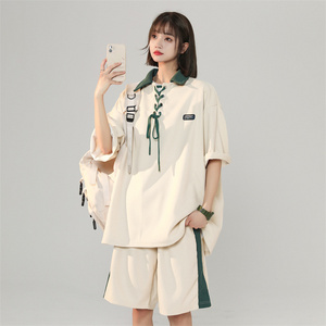 XZ413-HT25-HT25-P70-2024夏季新款透气轻薄配色宽松休闲时尚套装图片
