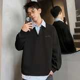 XZ413HT109J特批35-2025夏季新款休闲百搭时尚配色假两件长袖卫衣，男装卫衣，星座413（原星座105C）