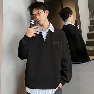 XZ413HT109J特批35-2025夏季新款休闲百搭时尚配色假两件长袖卫衣，男装卫衣，星座413（原星座105C）