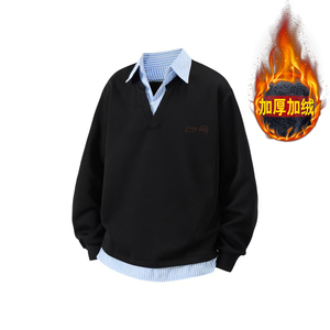 XZ413-HT109加绒特批45-秋冬加绒休闲百搭时尚配色假两件长袖卫衣，男装卫衣，星座413（原星座105C）