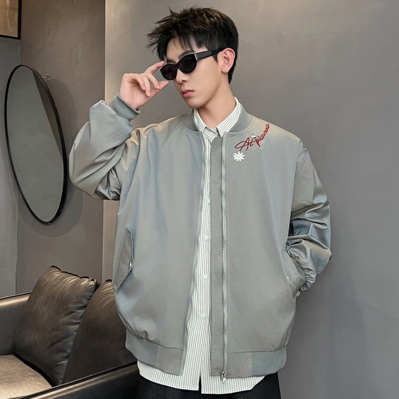 XZ413-HW153-P70-2026春季新款渐变色绣花百搭青少年立领夹克外套，男装夹克，星座413（原星座105C）