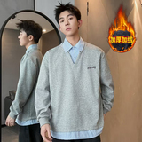 XZ413-HT109加绒特批45-秋冬加绒休闲百搭时尚配色假两件长袖卫衣，男装卫衣，星座413（原星座105C）