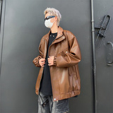 XZ413HW233-P100-2025秋装新款羊羔毛机车PU时尚休闲潮流夹克外套，男装夹克，星座413（原星座105C）