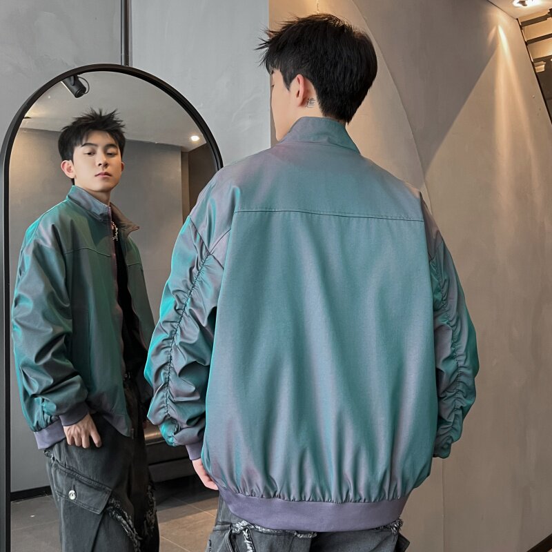 XZ413-HW2501-P65-秋装新款渐变色男女时尚百搭青少年棒球服外套,女装短外套,星座413（原星座105C）
