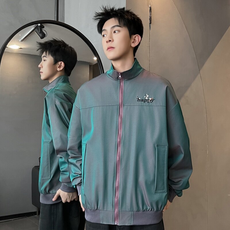 XZ413-HW155-P70-2025秋装新款渐变色绣花时尚青少年立领夹克外套,男装夹克,星座413（原星座105C）