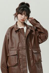 XZ413HW235-P90-2025秋装新款机车PU时尚休闲潮流工装中性风外套图片