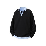 XZ413HT109J特批35-2026夏季新款休闲百搭时尚配色假两件长袖卫衣，男装卫衣，星座413（原星座105C）