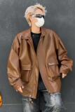 XZ413HW235-P110-2025秋装新款羊羔毛机车PU时尚休闲工装夹克外套，男装夹克，星座413（原星座105C）