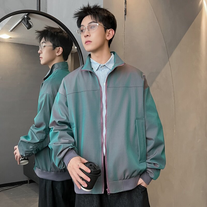XZ413-HW2501-P65-秋装新款渐变色男女时尚百搭青少年棒球服外套,女装短外套,星座413（原星座105C）