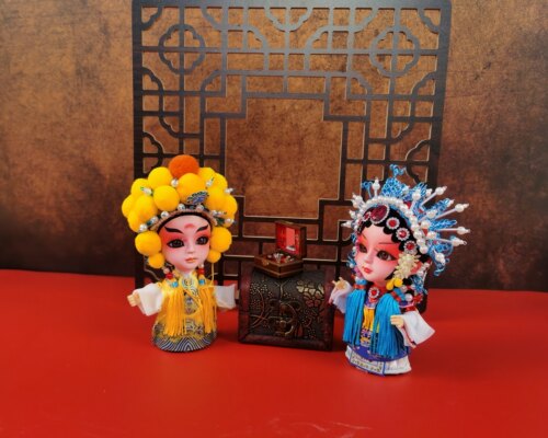 戏曲绢人京合坊非遗工艺品