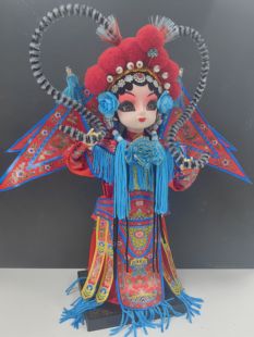 正品京合坊文创非遗绢人手工艺品外事礼品大号Q版穆桂英杨宗保
