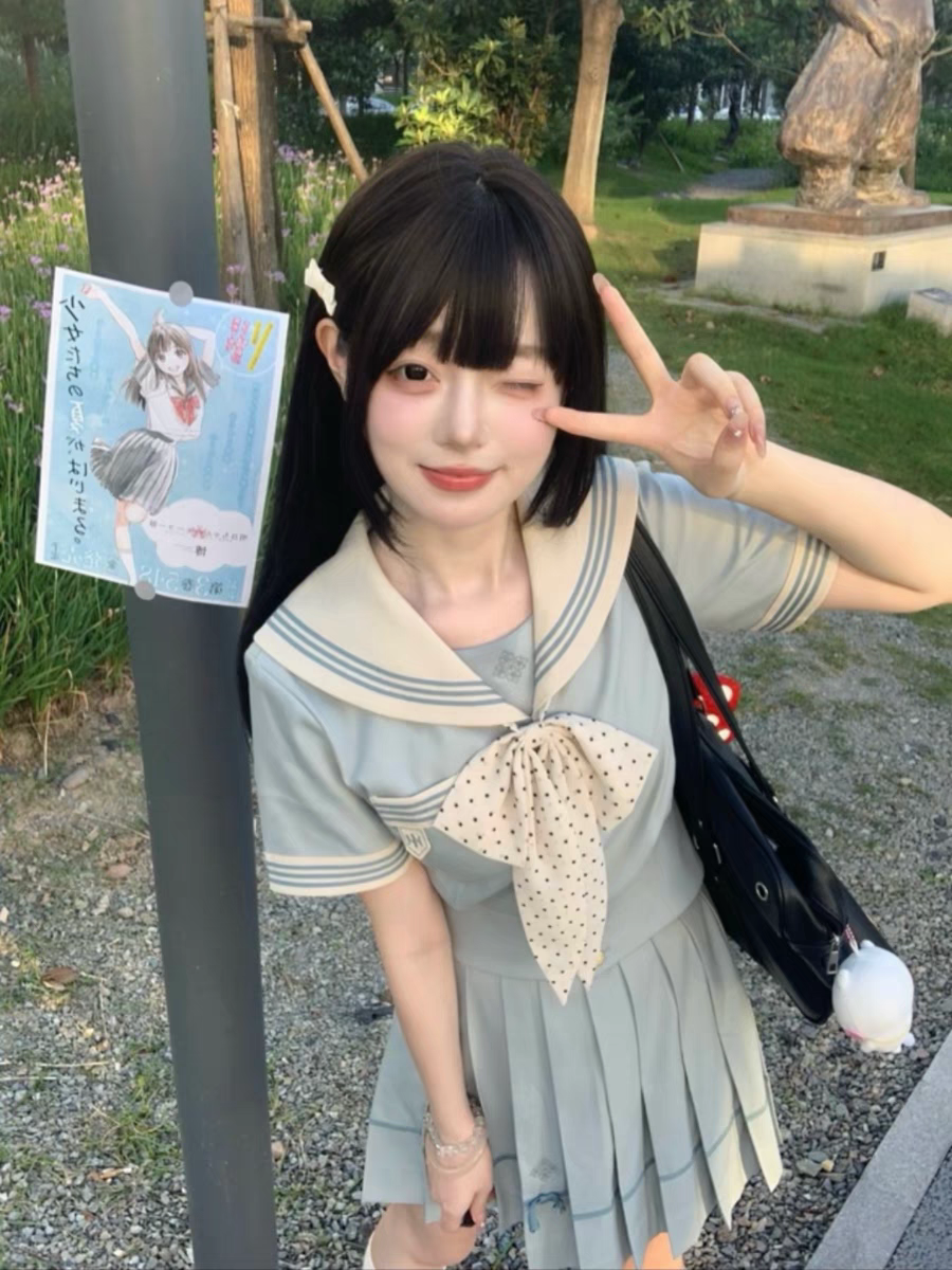 甜樱JK原创制服馆抚蝶女子薄荷白巧短袖水手服套装日系学院风女