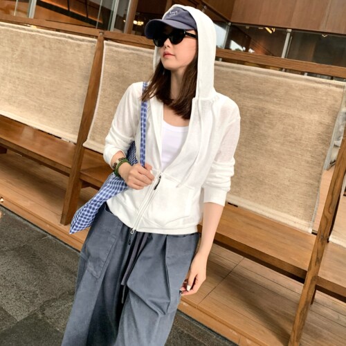 夏新桑蚕丝混纺防晒连帽开衫女