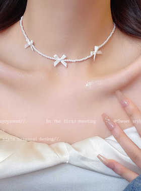 简单显瘦公主小清新韩系颈链珍珠