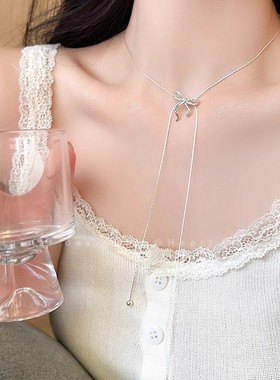 短款流苏简单蝴蝶结韩国极细项链