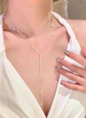 超闪星光长款流苏钛钢项链女轻奢小众高级感锁骨链颈链显瘦choker