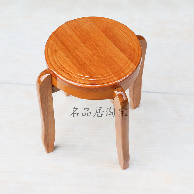 实木圆凳家用餐桌椅可叠现代整装欧式成人板凳原木加固中式餐厅凳