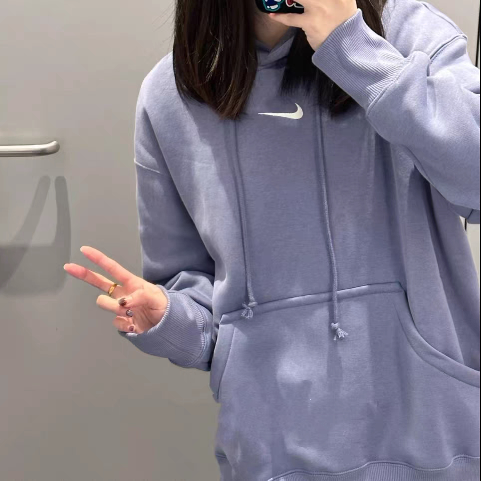 Nike/耐克 女子秋冬连帽卫衣刺绣小标加绒运动套头衫DQ5861-499