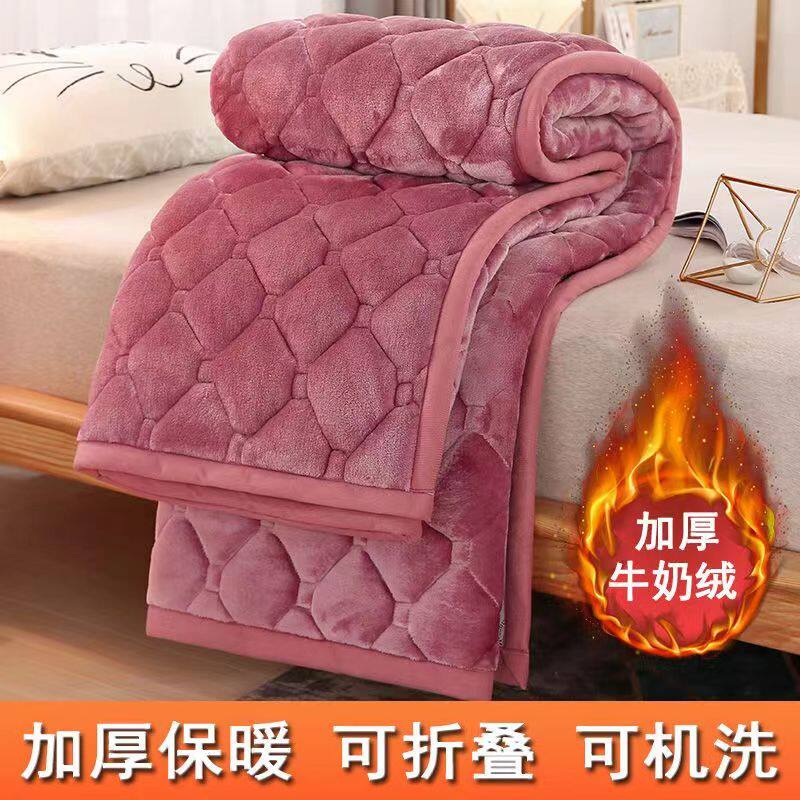 可折叠A类抗菌牛奶绒床褥床垫床护垫冬季褥子软垫卧室铺床毯单人