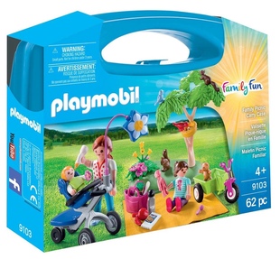 摩比世界playmobil9103家庭野餐便携箱5573妈妈和宝宝手推车玩具
