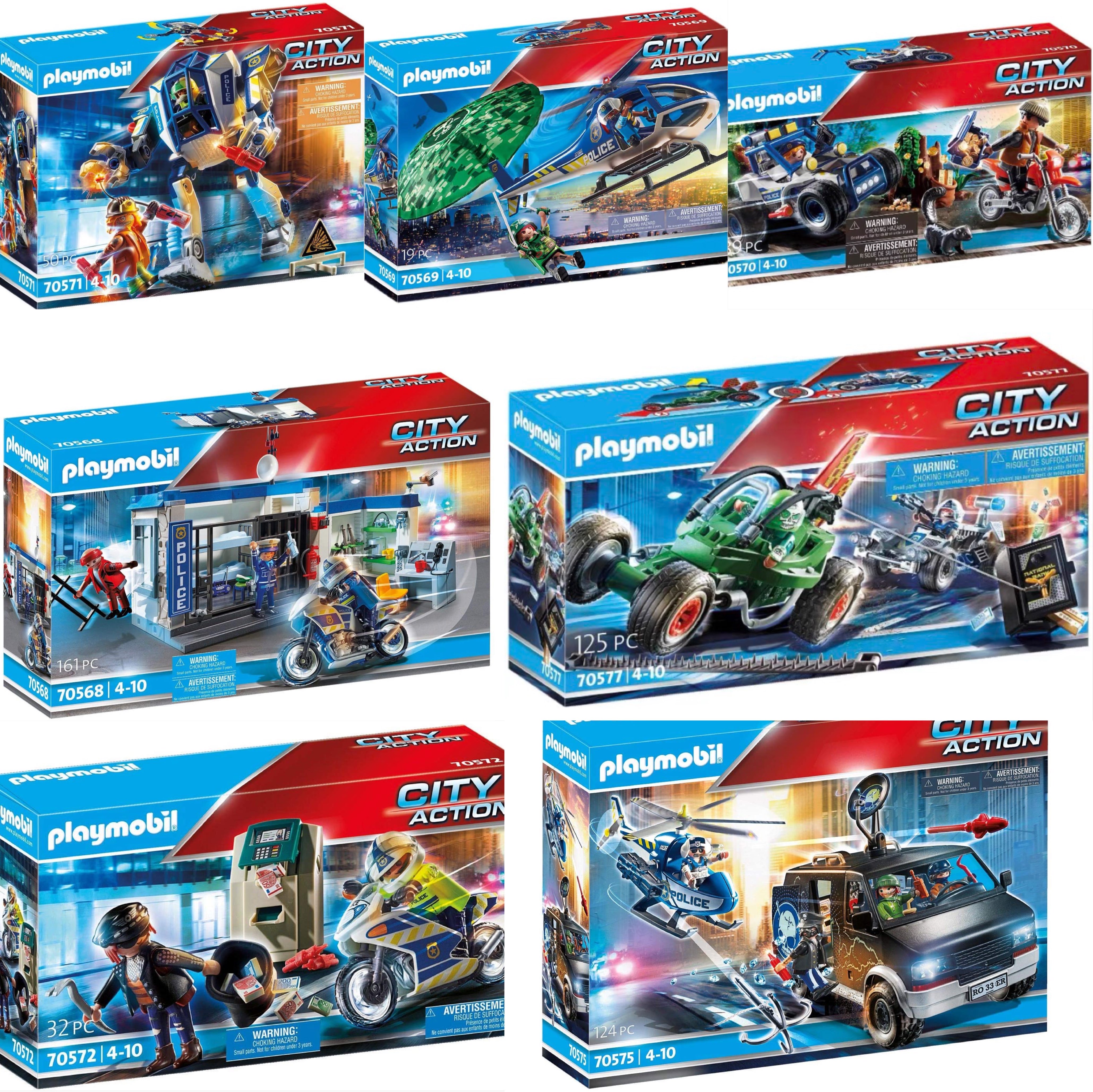 playmobil70573骑自行车的巡警与小偷摩比世界70568越狱情景玩具