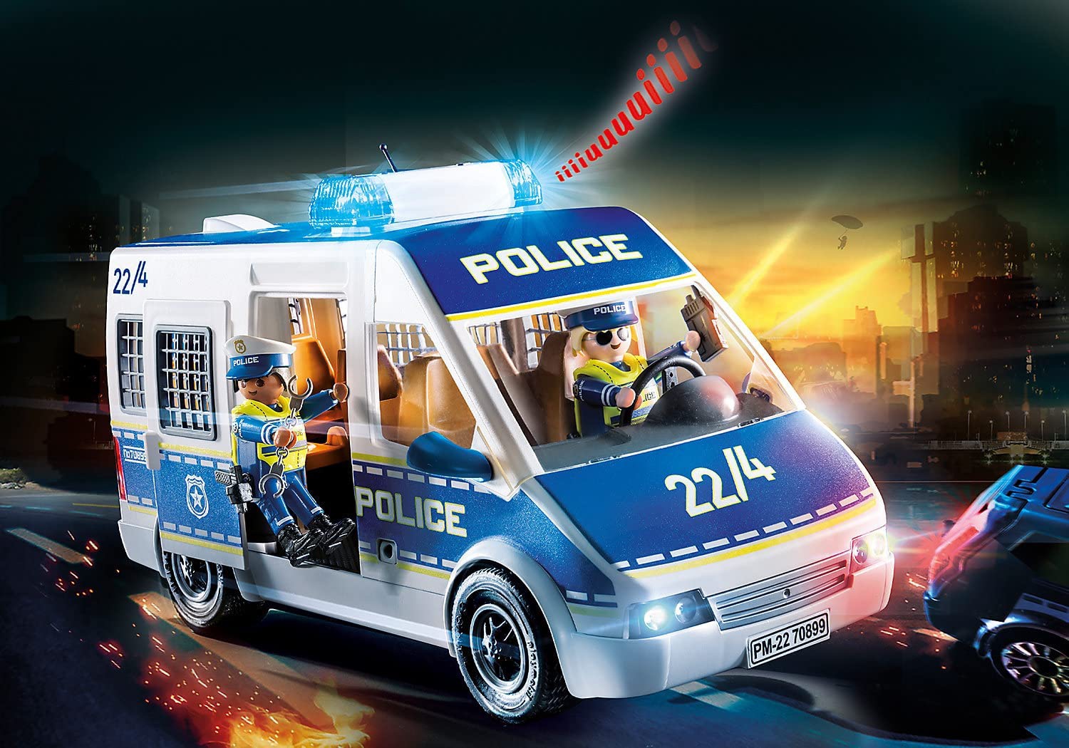 playmobil70899带声光的警车运囚车摩比世界玩具男孩圣诞礼物