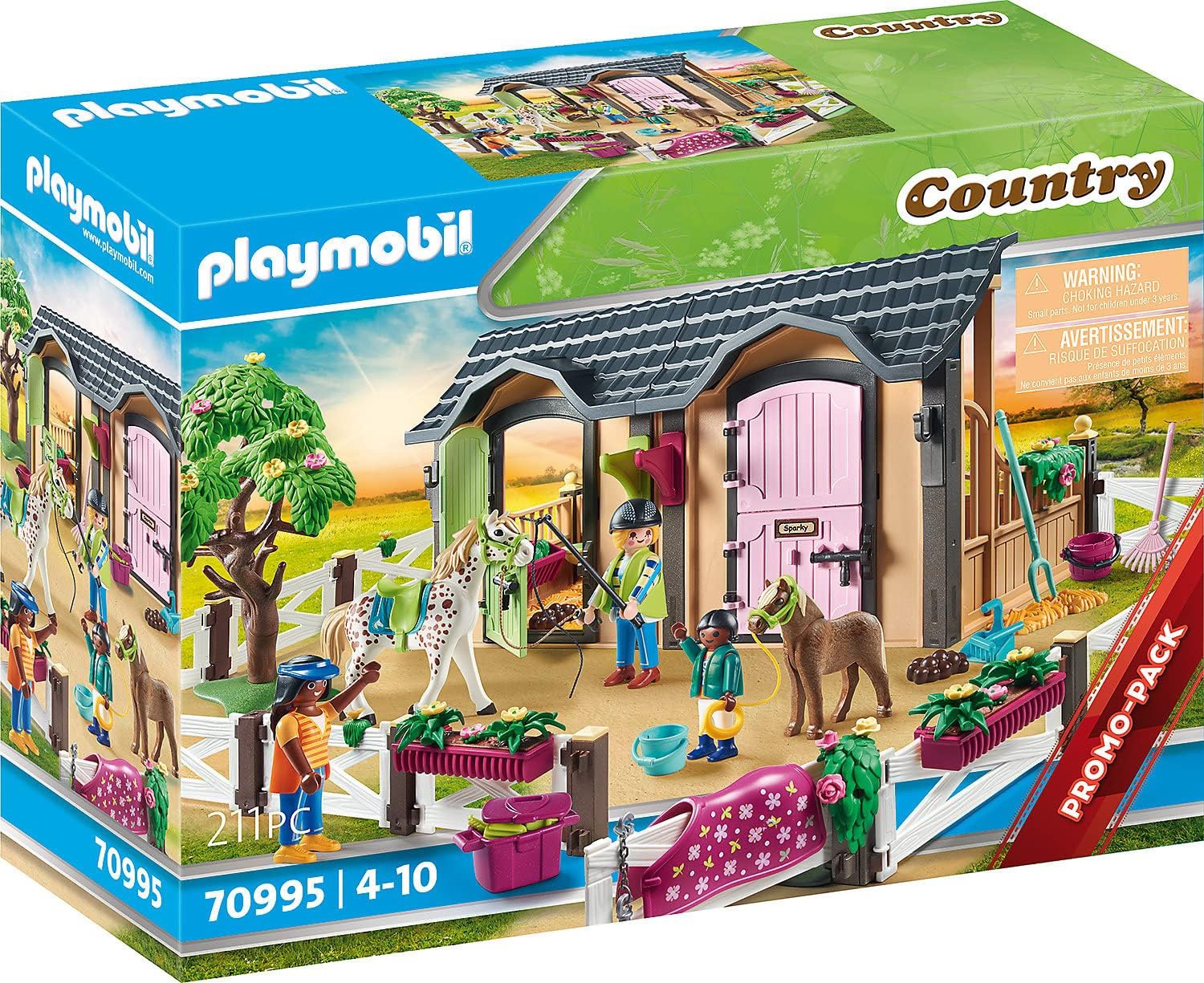 新品playmobil摩比世界70995骑马课套装乡村骑马学校