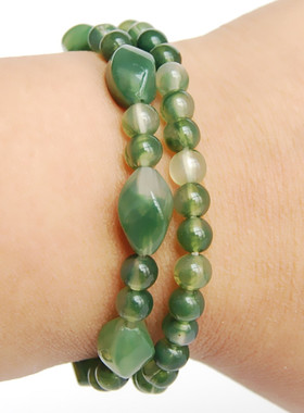 特价压克力翡翠玉圆珠件套手链