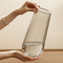 轻奢高级感透明玻璃花瓶大插花水养玫瑰专用客厅装饰摆件鲜花创意