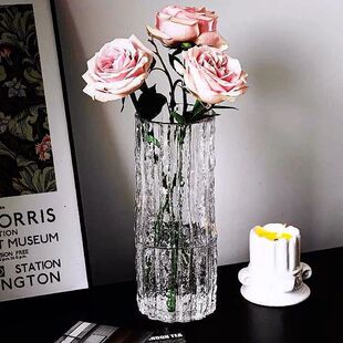 轻奢高级感花瓶摆件客厅水养玻璃透明插花玫瑰百合鲜花富贵竹专用