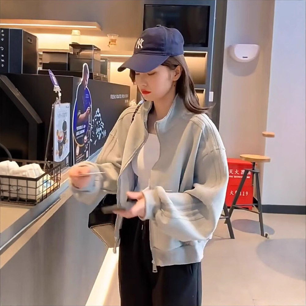 短款运动外套女2025春秋新款宽松百搭球棒服休闲显瘦夹克开衫上衣