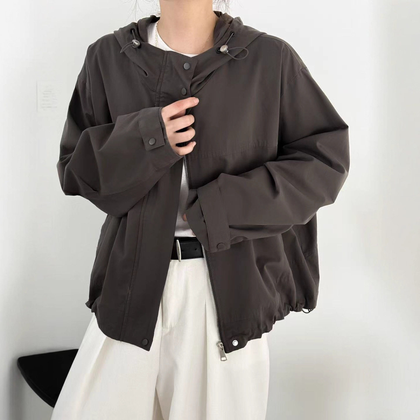 2025年秋款外套女宽松休闲韩版学院风长袖外套连帽棒球服上衣时尚