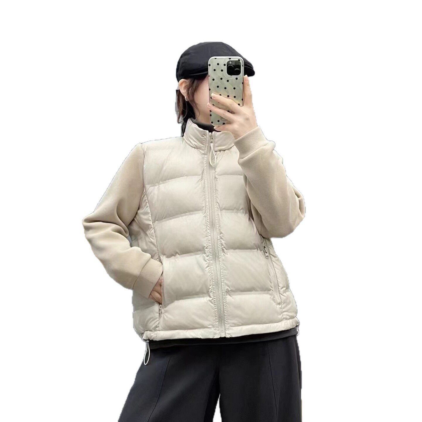 2025年冬款棉服女加棉加厚保暖棉袄排骨拼接奥利绒棉衣学院风外套