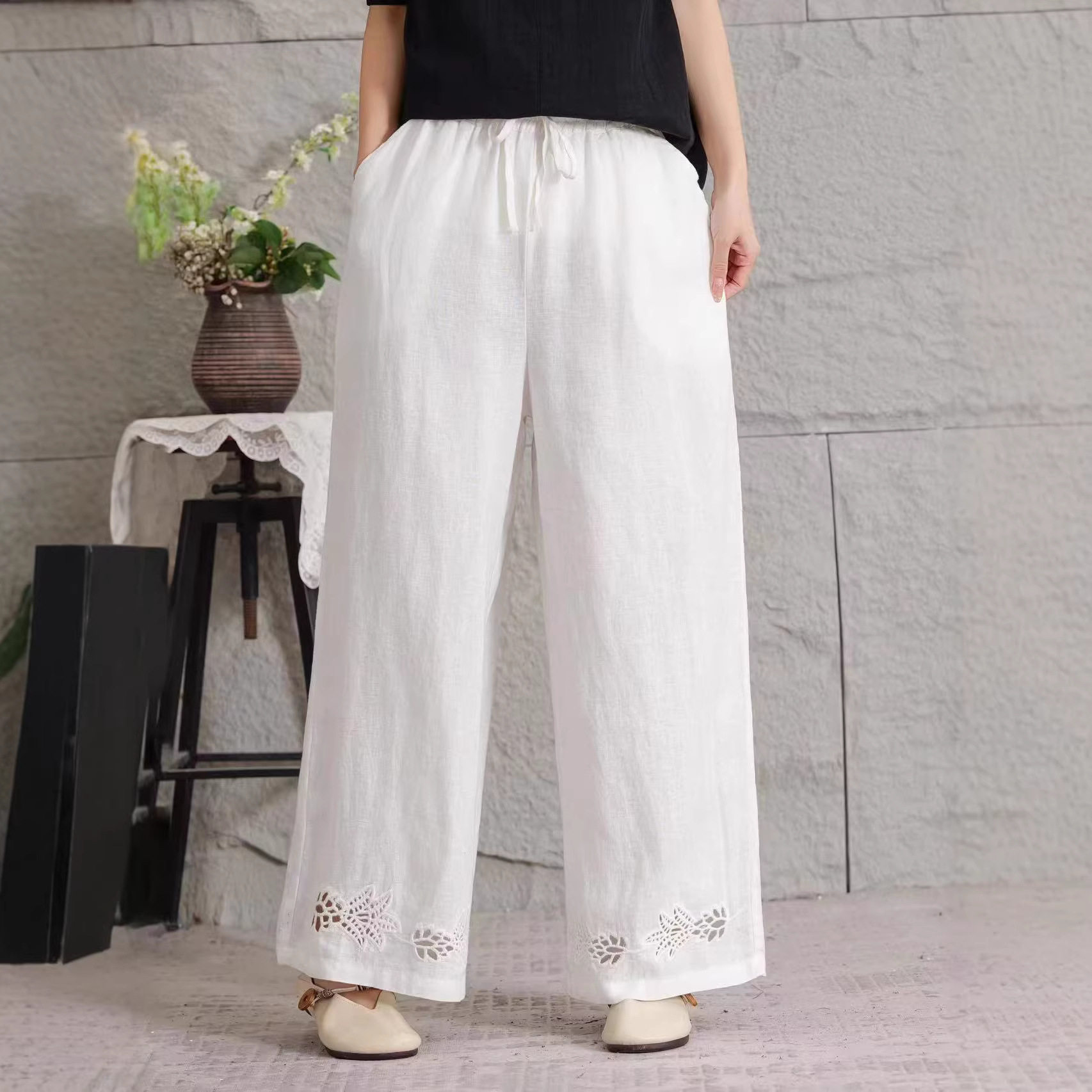 2026年春夏款休闲裤纯亚麻宽松休闲韩版直筒阔腿裤子新款裤子女