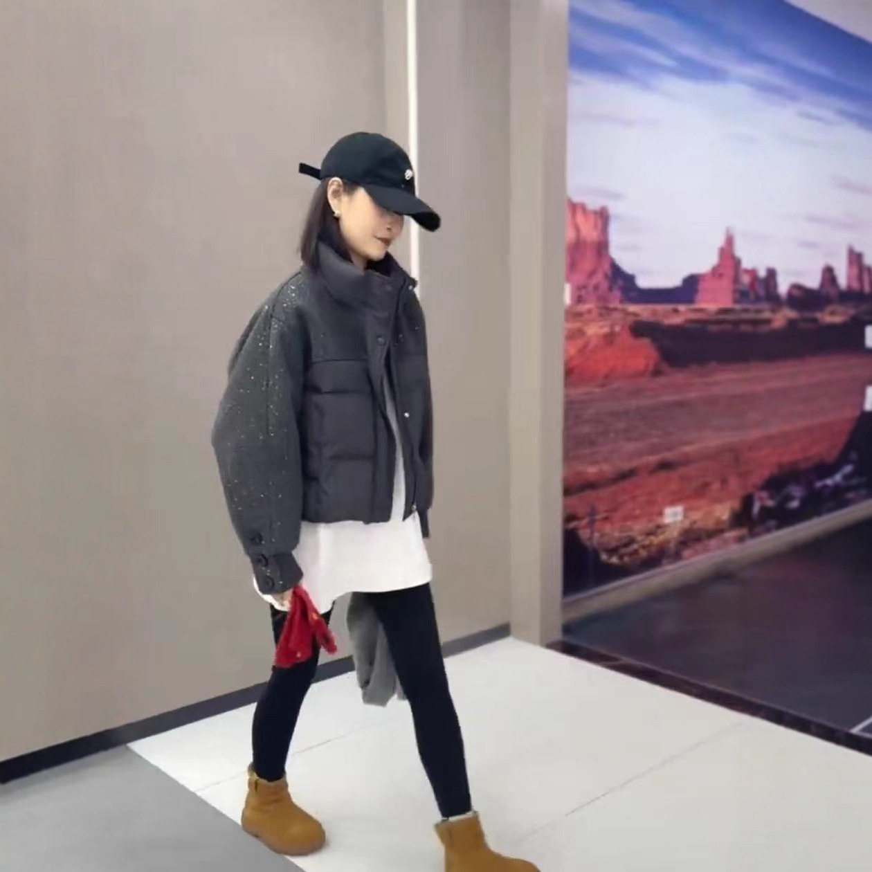 25年冬款棉服女设计款拼接亮片加棉加厚保暖棉衣新款外套上衣棉袄