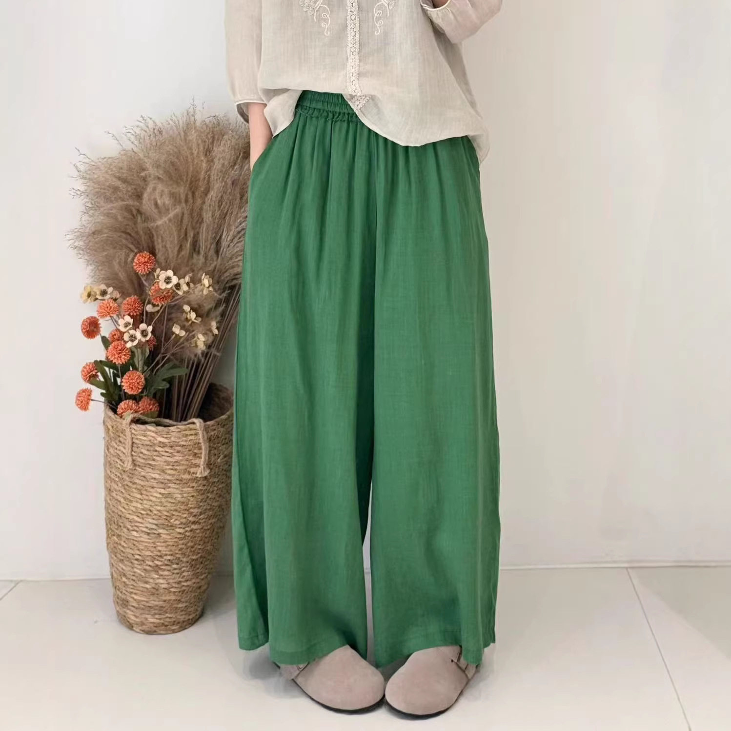 2026年夏款苎麻裤女天丝新款休闲裤长裤宽松薄款直筒慵懒风裤子亲
